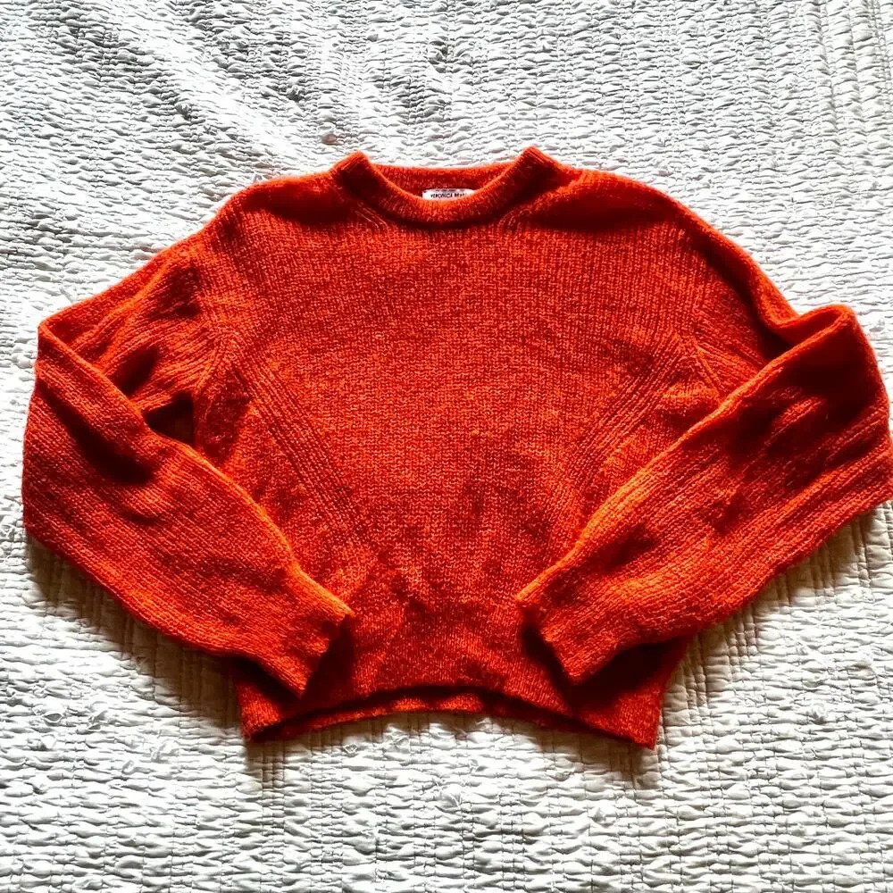 Veronica beard melinda crew neck sweater deep orange size S - Picture 7 of 11